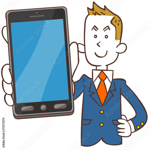 スマートフォンと男子学生