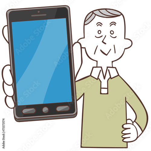 スマートフォンと年輩の男性