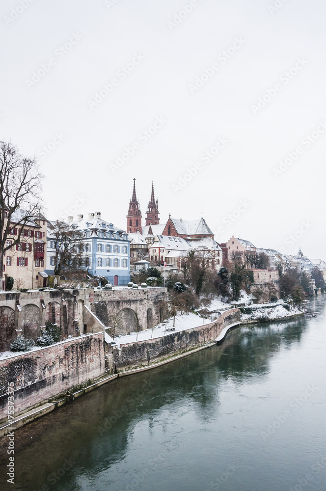 Basel, Altstadt, Münster, Kirche, Wintertag, Winter, Schweiz