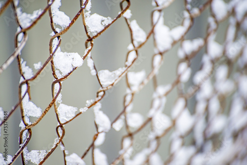 Schnee auf Zaun