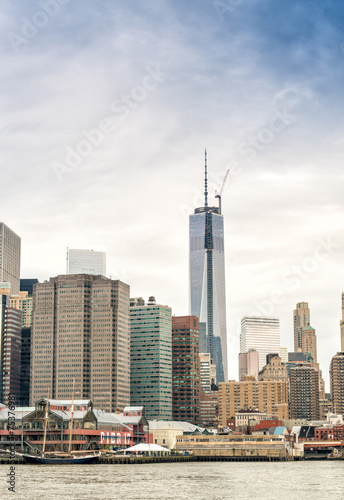 Lower Manhattan skyline over East River, New York City