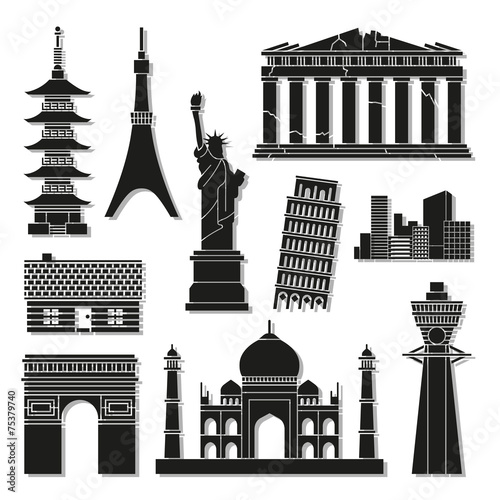 Landmark icons set great for any use. Vector EPS10.