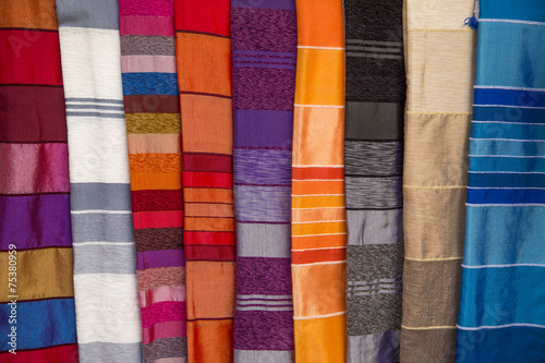 Colorful fabrics on the Aga...
