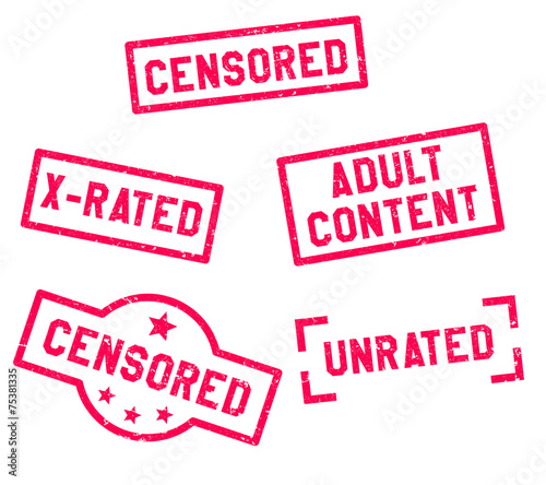 censored, unrated, adult content stamps vector illustration