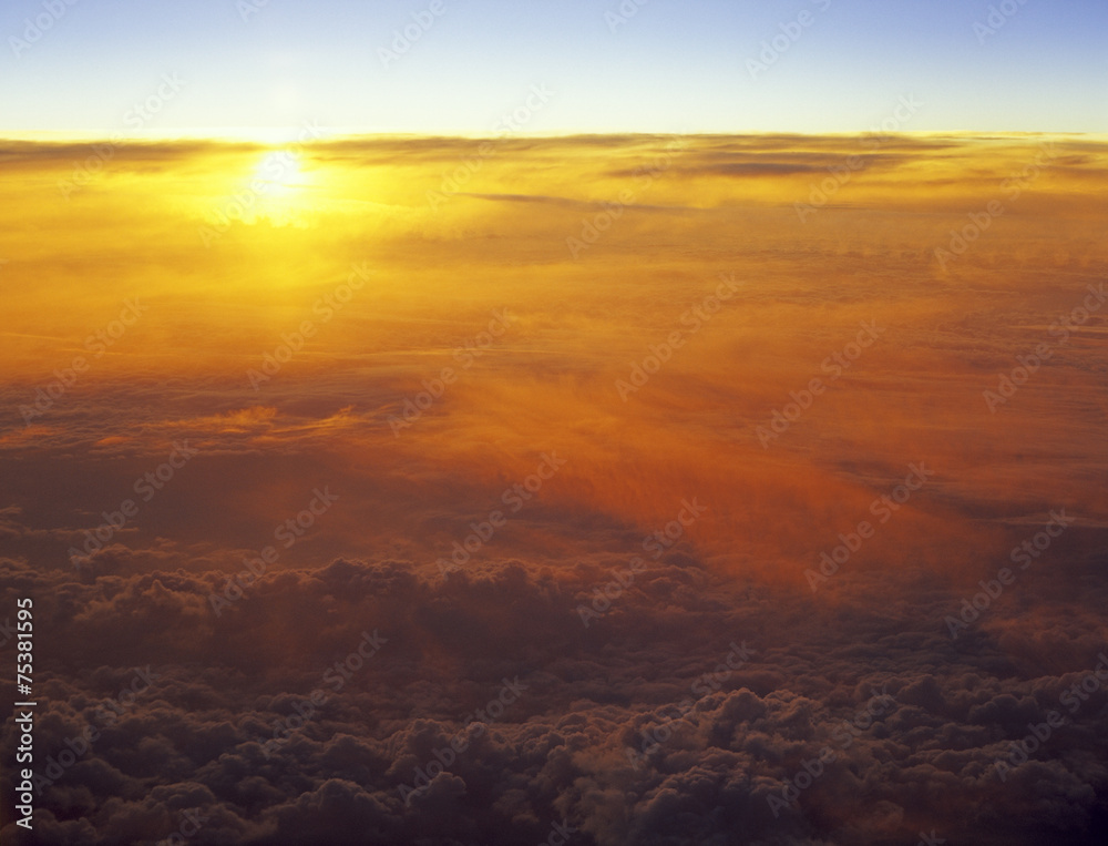 Sunset over a clouds.