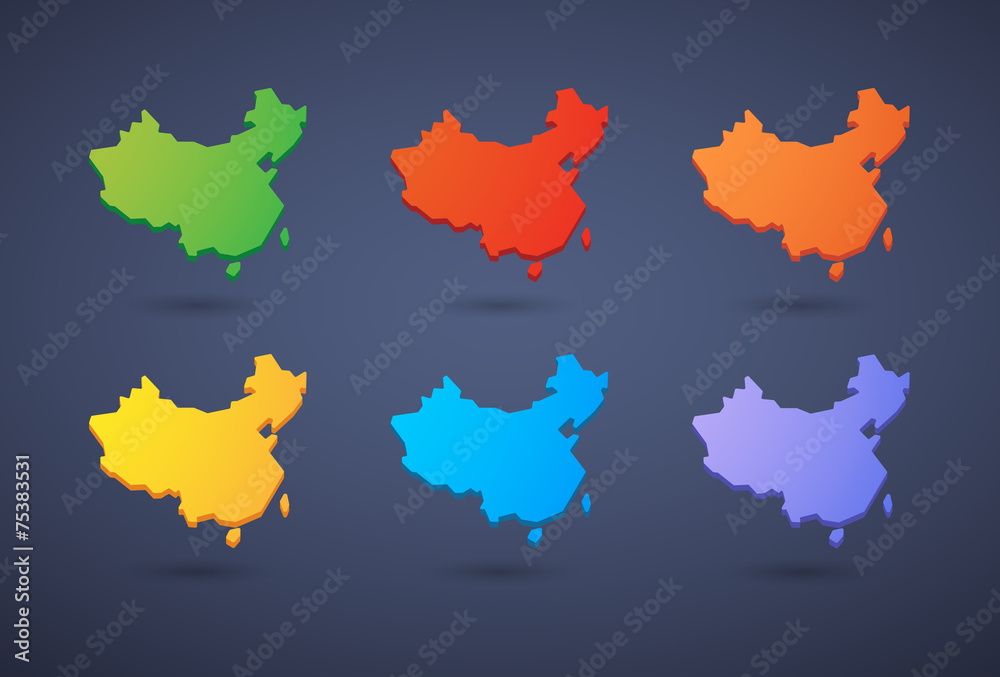 China map icon set