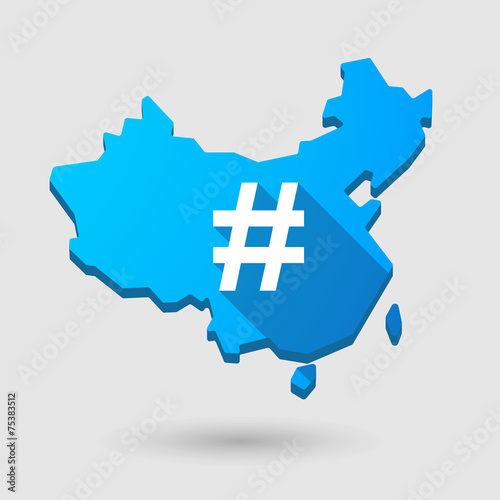 China map icon with a hash tag