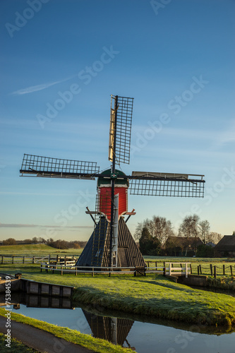Mill in a typical Dutch landscape