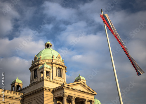 National Assembly with Serbia flag