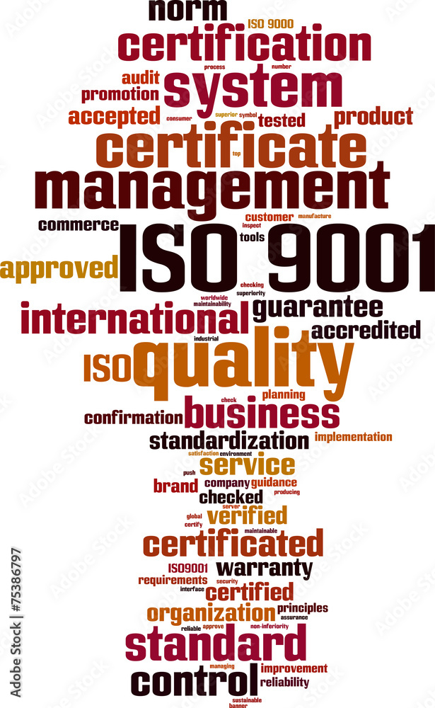 Obraz premium ISO 9001 word cloud concept. Vector illustration
