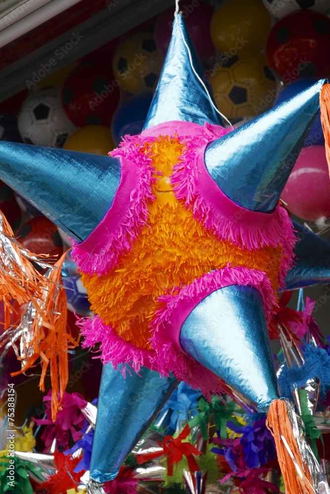 Traditional Mexican Star Piñata Stock Photo