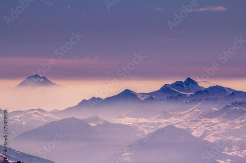 Alpine landscape with peaks covered by snow © robertdering