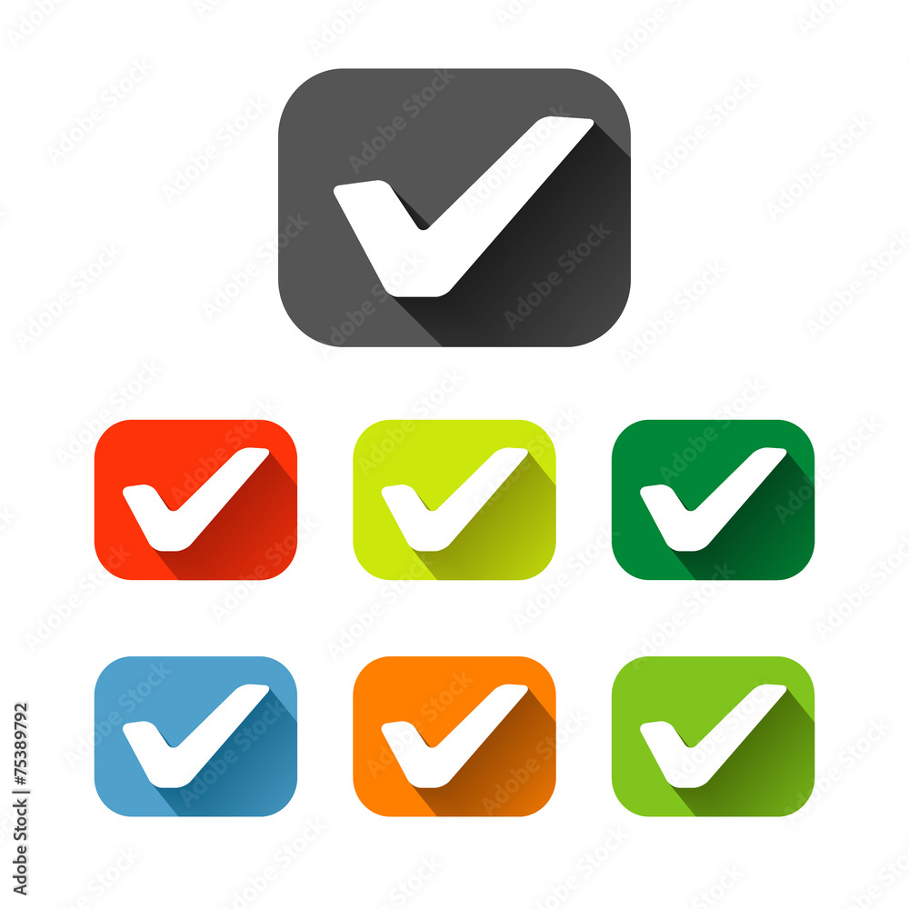 check mark sign icon checkbox set