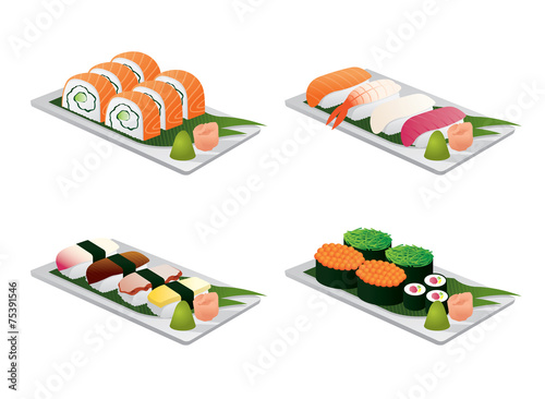 Sushi set on dish