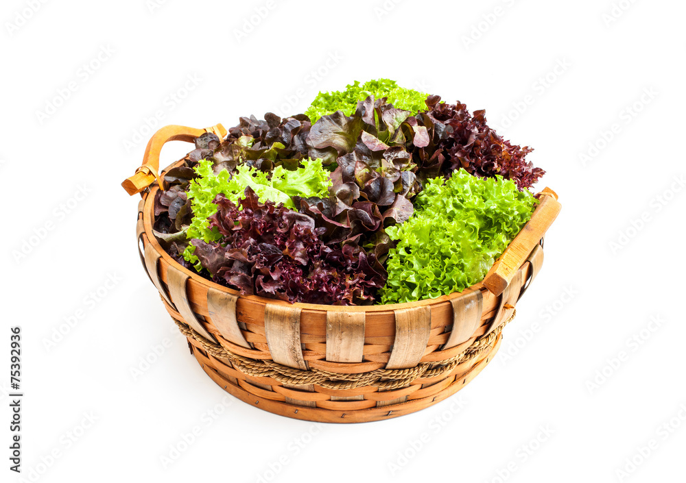 Fototapeta premium Vegetable in wooden basket isolated on white background