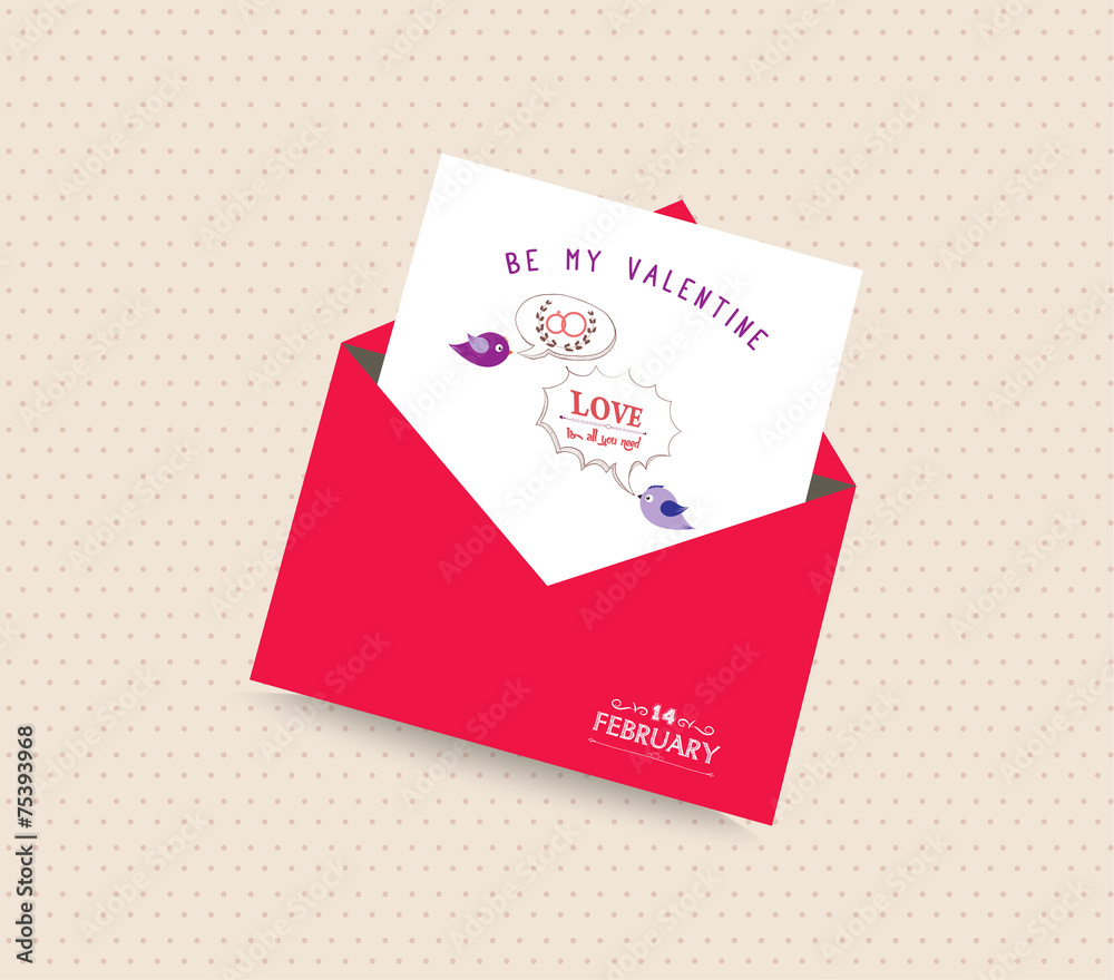 happy valentines day card with envelope bubble and bird happy valentines day card with envelope bubble and bird