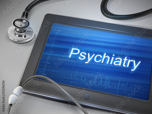 psychiatry word displayed on tablet