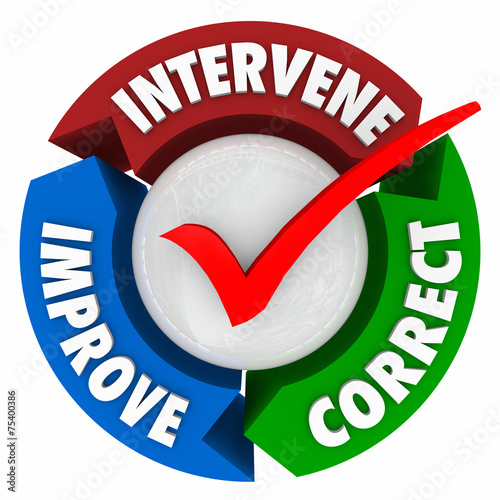 Intervene Correct Improve Words Check Mark Diagram Circle