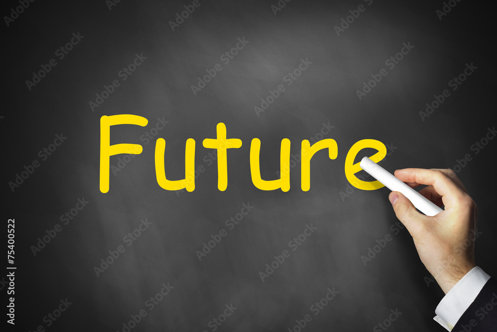 hand writing future on chalkboard hand writing future on chalkboard