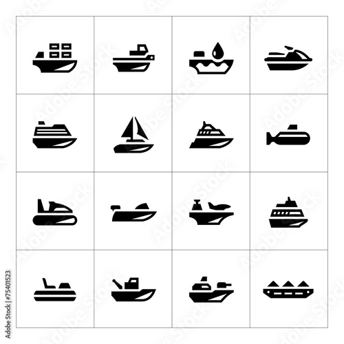 Set icons of water transport