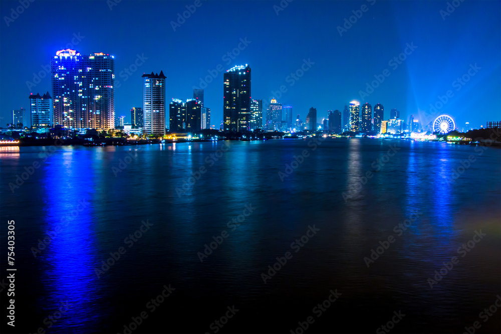 Bangkok river view form Krungthep Bridge