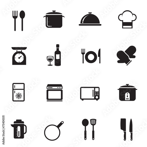 B&W icons set : Cooking Objects