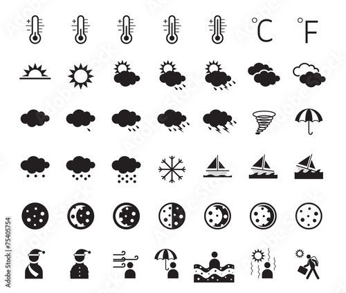 B&W icons set : Weather Symbols