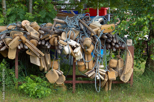 old fishing nets closeup photo