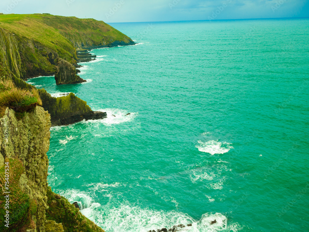 Irish landscape. Coastline atlantic ocean coast scenery.