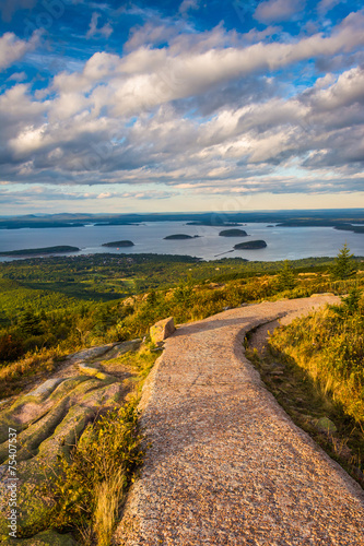 Walkway and view from Caddilac Mountain in Acadia National Park, photo