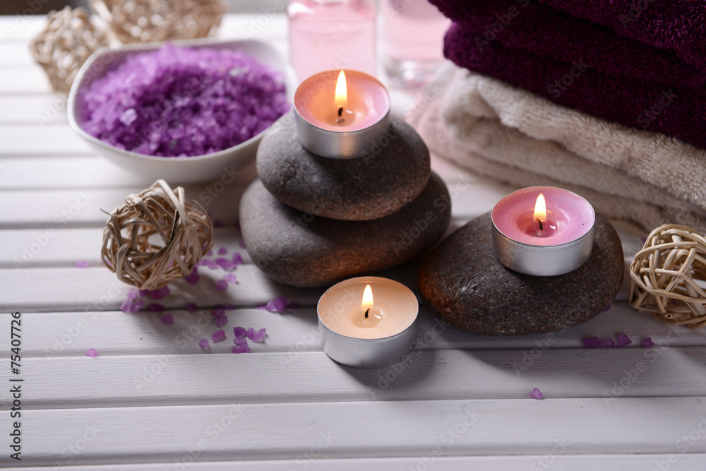 Composition of spa treatment on wooden background Composition of spa treatment on wooden background