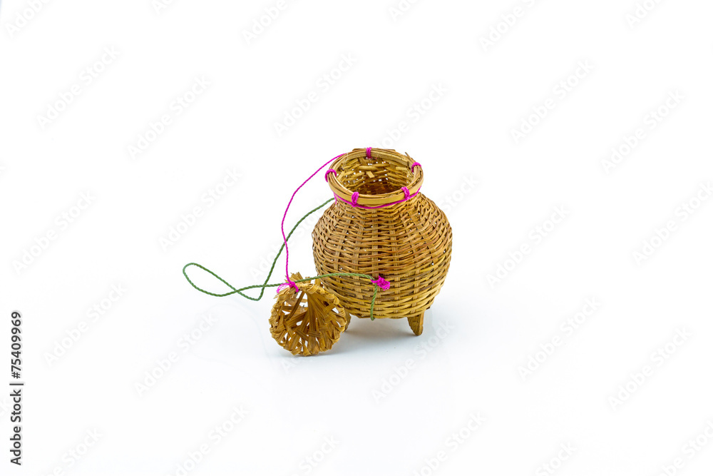 bamboo container for caught fish, a fishtrap on white background
