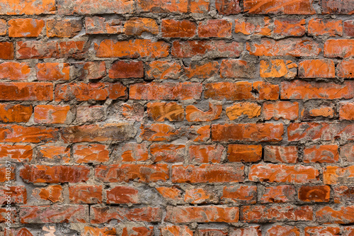 Ancient red brick wall