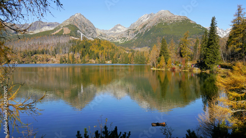 Lake in autumn mountains