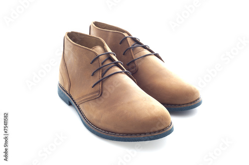 Pair of Mens Suede Shoes on a White Background