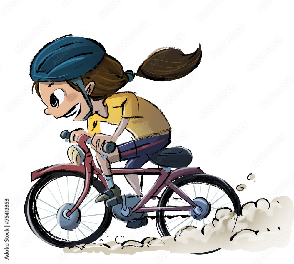 niña en bicicleta Stock Illustration | Adobe Stock