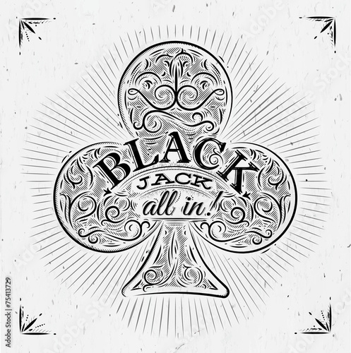 Tableau sur toile Clubs black jack
