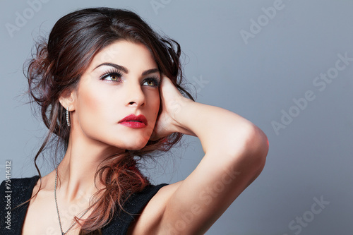 Beautiful woman with long wavy hair