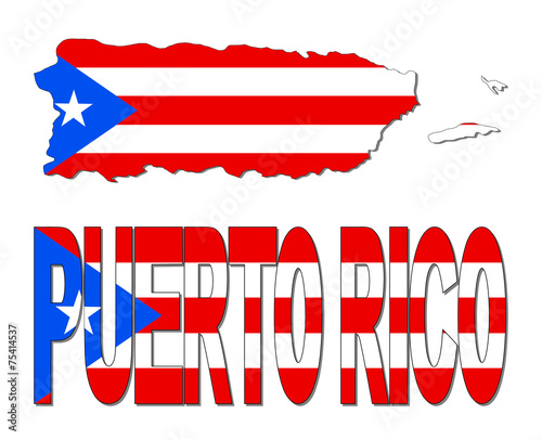 Puerto Rico map flag and text illustration