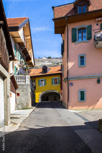 Old swiss village Dezaley on Geneva Lake photo