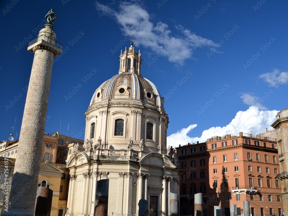 Church of Santa Maria di Loreto and Trajan Column in Rome
