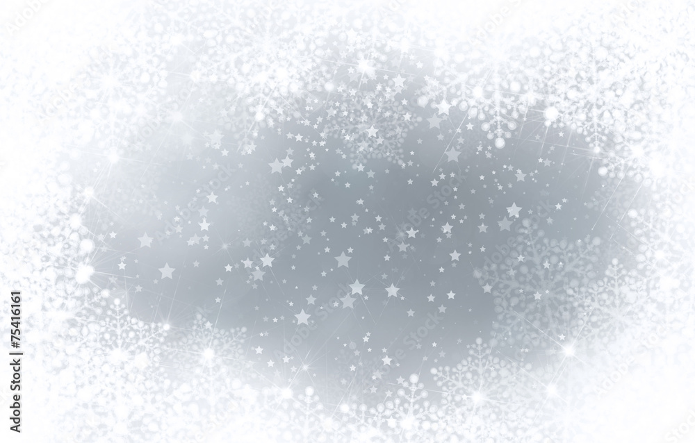 Silver background with snowflakes frame.