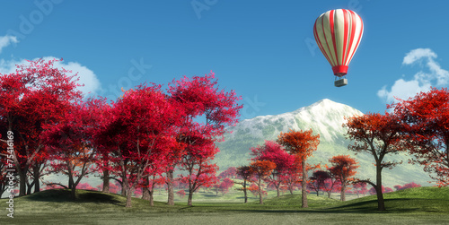 krajobraz-z-jesiennymi-czerwonymi-liscmi-i-balonem-powietrznym