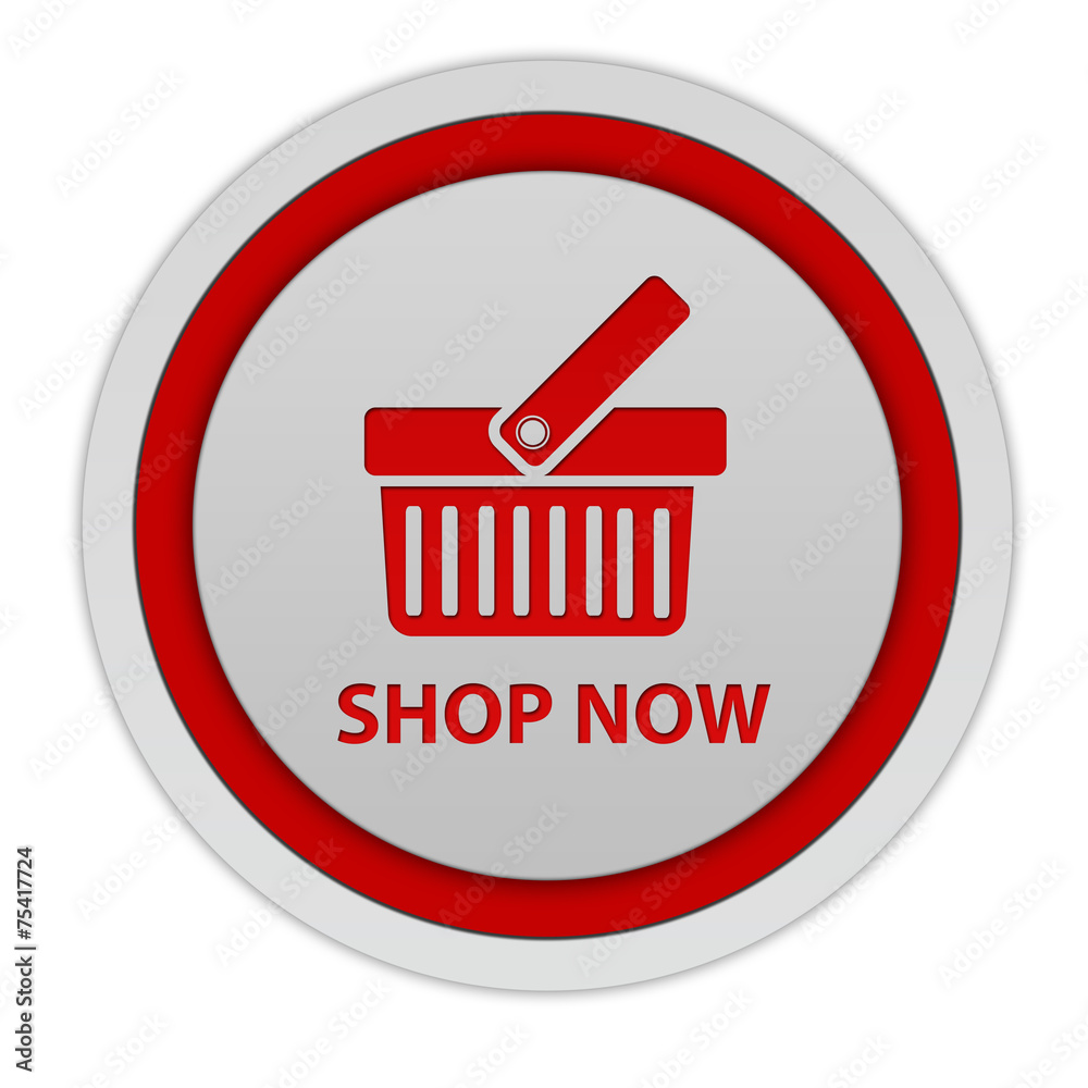 Buy now circular icon on white background