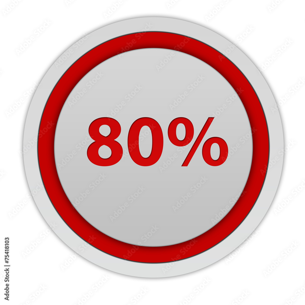 Eighty percent circular icon on white background Eighty percent circular icon on white background