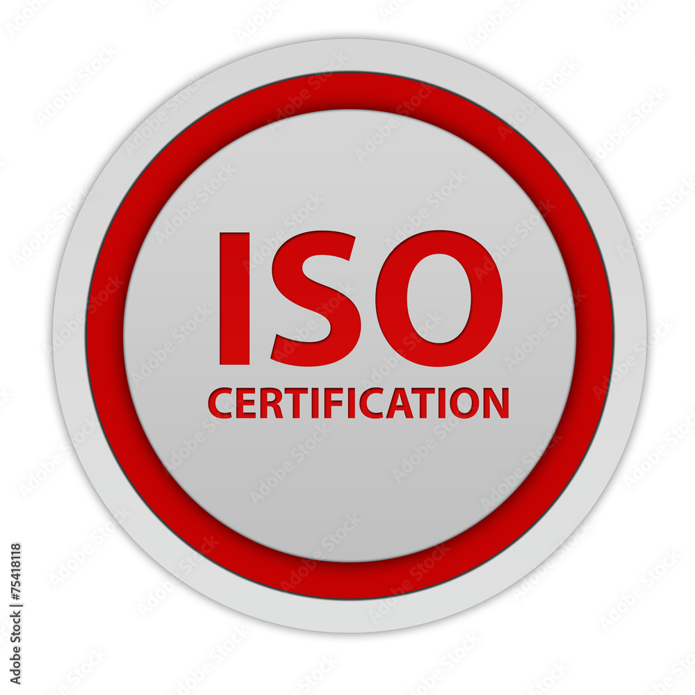 Iso certification circular icon on white background Iso certification circular icon on white background