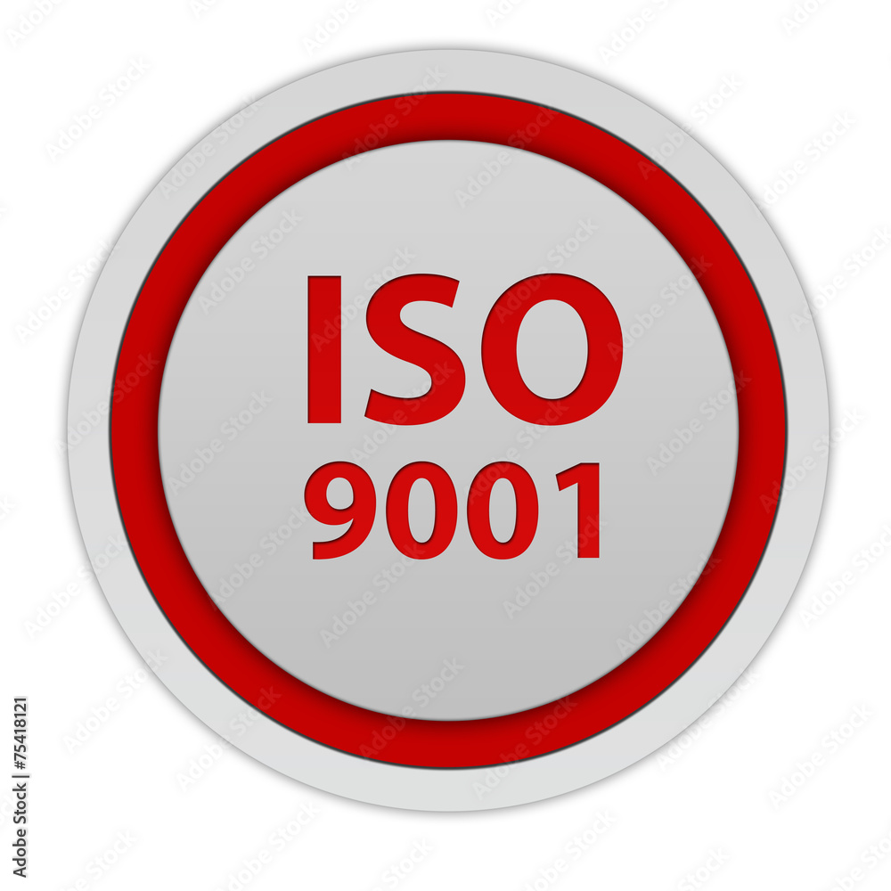 Iso 9001 circular icon on white background Iso 9001 circular icon on white background