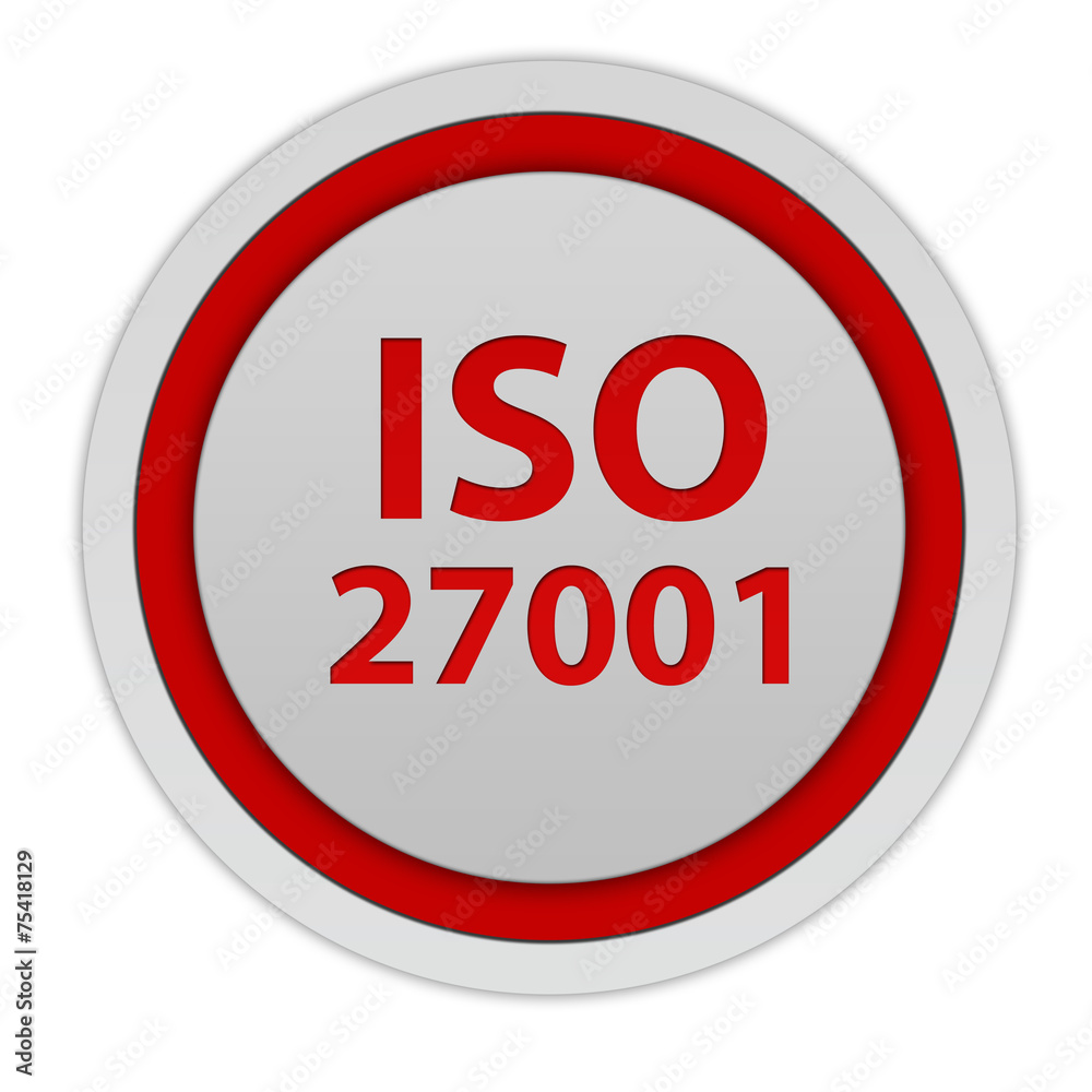 Iso 27001 circular icon on white background Iso 27001 circular icon on white background