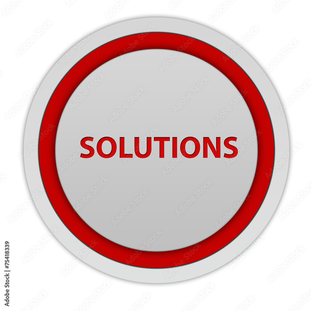 Solutions circular icon on white background Solutions circular icon on white background