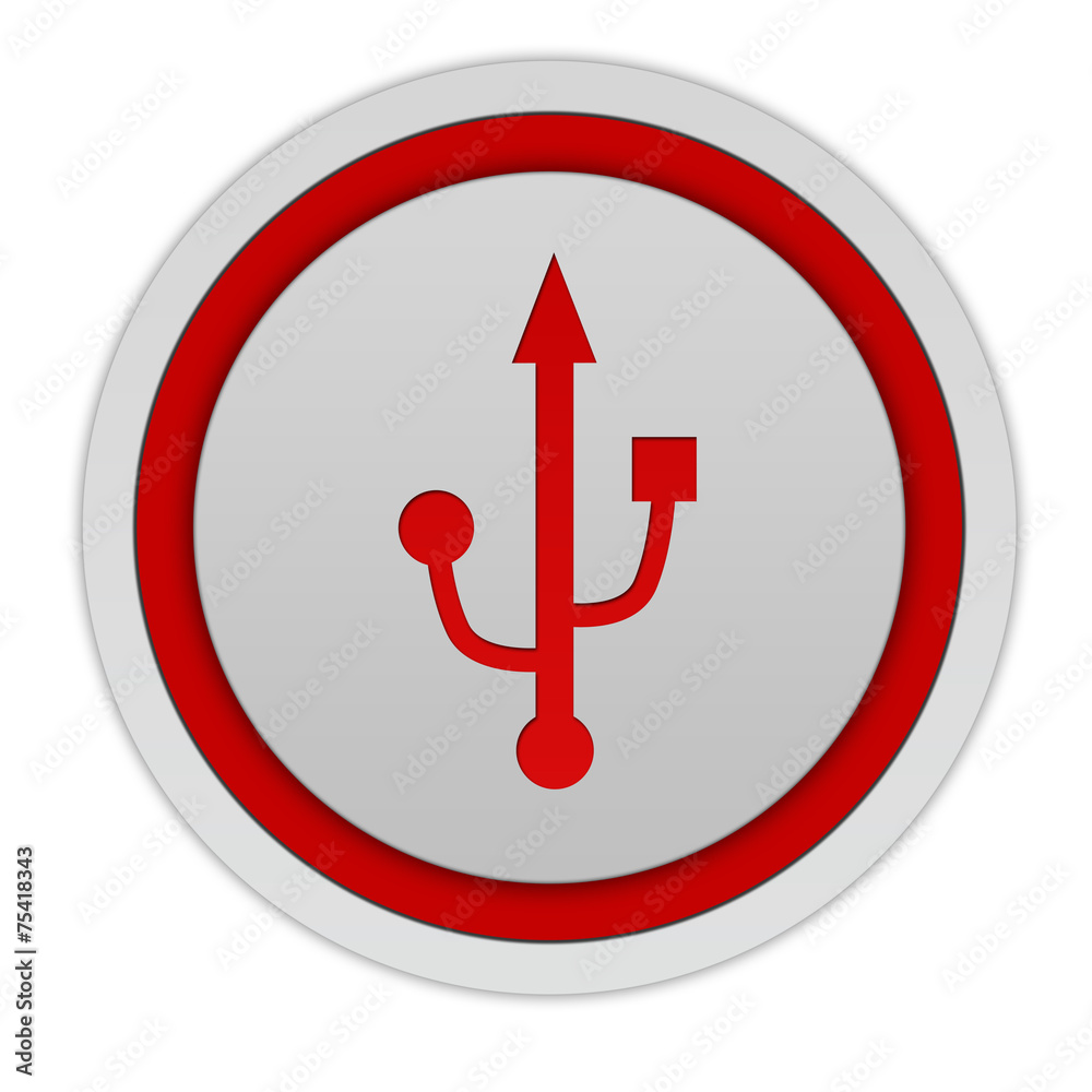 Usb circular icon on white background Usb circular icon on white background